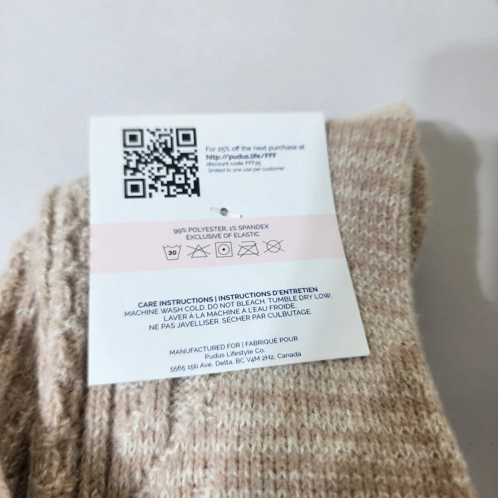 Pudus Lifestyle Co Womens Sweater Socks Tan Cable Knit Over The Knee Size 6-10